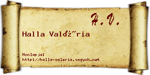 Halla Valéria névjegykártya
