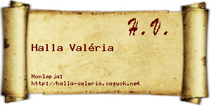 Halla Valéria névjegykártya